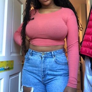 prettylittlething peach crop top